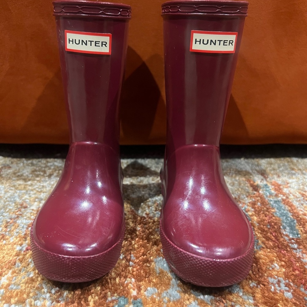 Hunter Kids' Burgundy Rain Boots